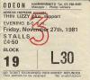 Thin Lizzy 1981 Hammersmith ticket