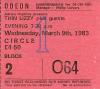 Thin Lizzy 1983 Hammersmith ticket (March 9th)