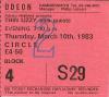 Thin Lizzy 1983 Hammersmith ticket (March 10th)