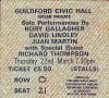 Rory Gallagher 1984 Guildford ticket