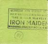 Iron Maiden 1984 Hammersmith ticket rear