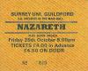 Nazareth 1984 Guildford ticket