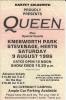 Queen 1986 Knebworth ticket