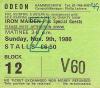 Iron Maiden 1986 Hammersmith ticket