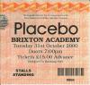 Placebo 2000 Brixton ticket