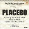 Placebo 2003 Portsmouth ticket