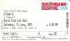 Siouxsie 2013 Royal Festival Hall ticket