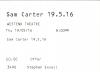 Sam Carter 2016 Aldershot ticket
